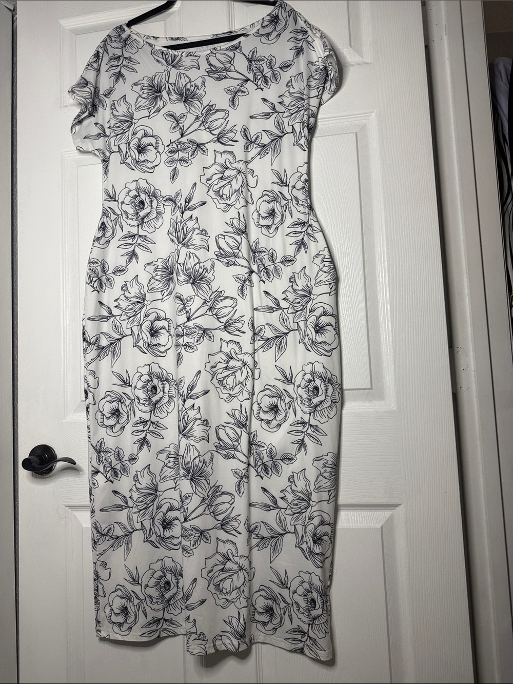 Amazon White Maxi Dress with Black Floral Print